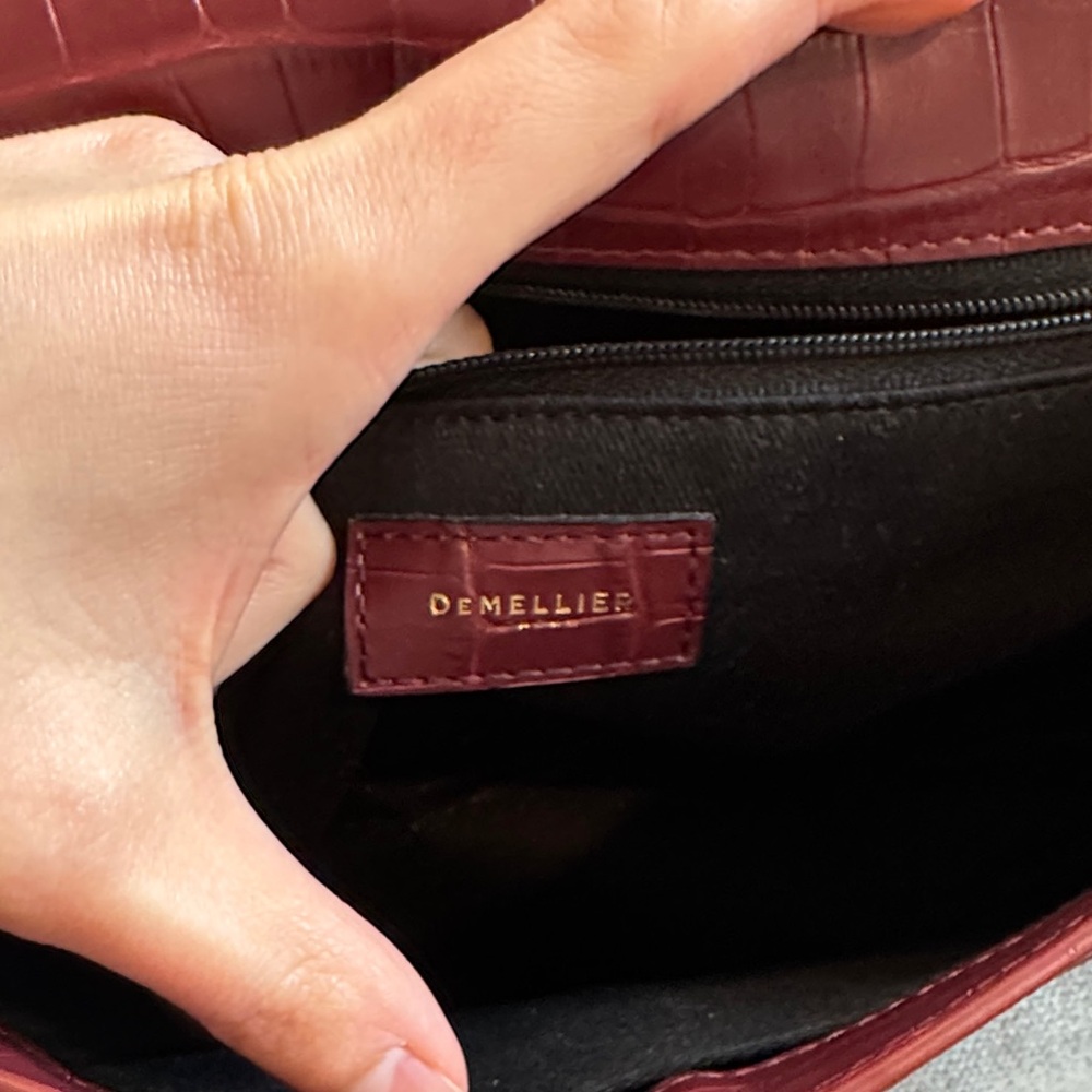 DeMellier London Croc-Embossed Crossbody Bag in Burgundy - Picture 10 of 16
